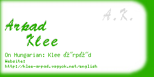 arpad klee business card